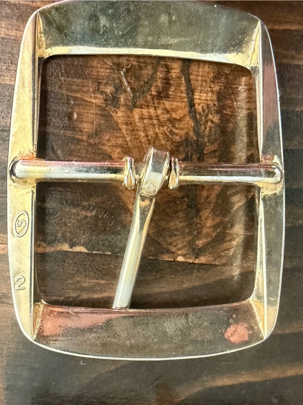 Lot of 6 Assorted Metal Belt Buckles with Leather Accent. One is Solid Brass.